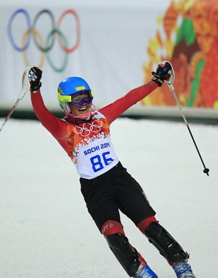 Forough Abbasi at the Sochi 2014 Olympic finish line